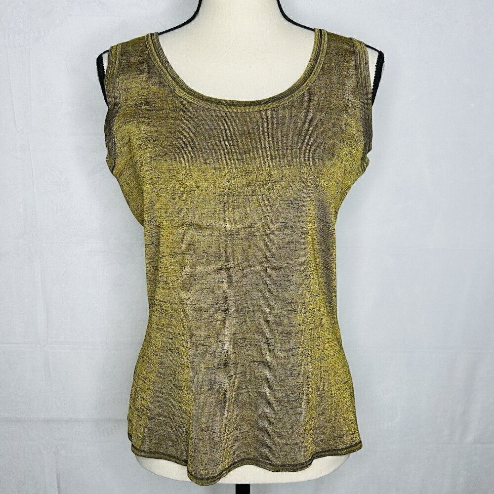 Exclusively Misook Women's Sz XS Gold Metallic Tank Side Slits